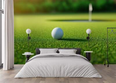 golf, ball, grass, green, white, game, outdoor, sports, summer, field Wall mural