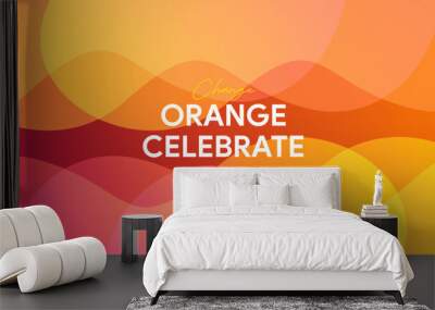 Abstract colorful orange curve background Wall mural