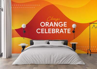 Abstract colorful orange curve background Wall mural