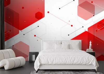 Digital black line structure innovation concept red pixel dot futuristic texture background Wall mural