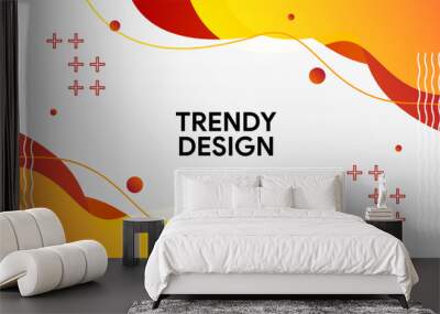 Dynamic abstract fluid geometric colorful gradient orange shape background. Wall mural