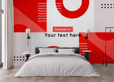 Modern geometric red background Wall mural