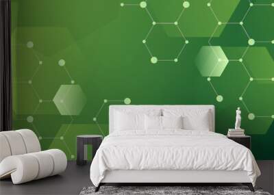 Technology green hexagon shape futuristic background
 Wall mural