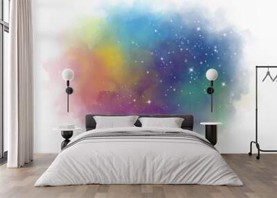 Star field in galaxy space with nebula, abstract watercolor digital art painting for texture background Wall mural