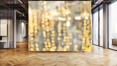 Blurred of Christmas light bokeh for backdrop design , Abstract blur gold bokeh background Wall mural