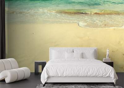 retro slippers on tropical beach in summer - vintage color tone effect Wall mural