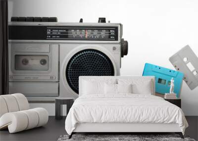 vintage radio and cassette player. retro technology Wall mural