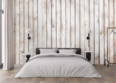 Vintage white wood background - Old weathered wooden plank painted in white color. Wall mural