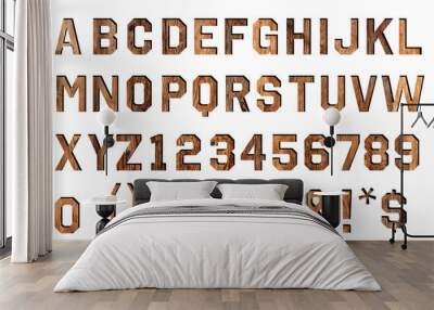 vintage wood alphabet isolated on white. Wall mural