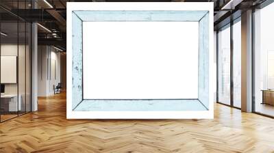 vintage wood picture frame in white paint, weathered. object isolated Wall mural