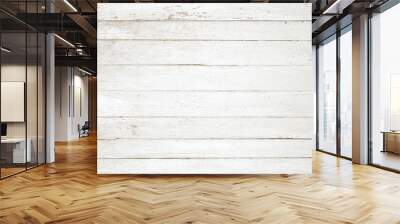 Weathered white painted wooden wall. Vintage white wood plank background. Old white wooden wall. Wall mural