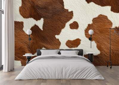 Rustic Cowhide Patchwork Seamless Pattern - Celebration of Rural Life in Rich Browns and Whites Wall mural