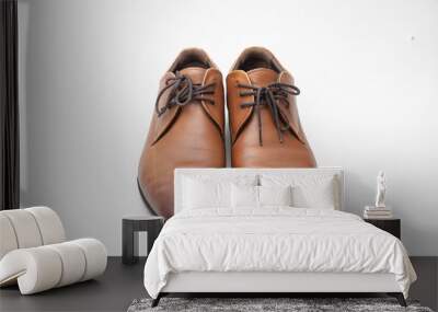 Brown leather shoes isolated on white background. Wall mural