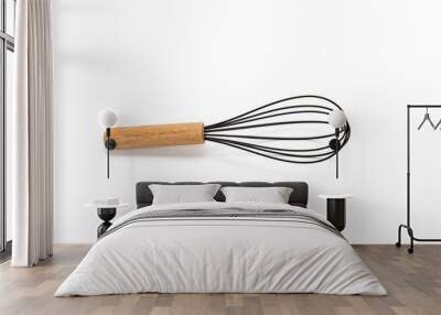 Whisk with wooden handle Kitchen equipment. Wall mural