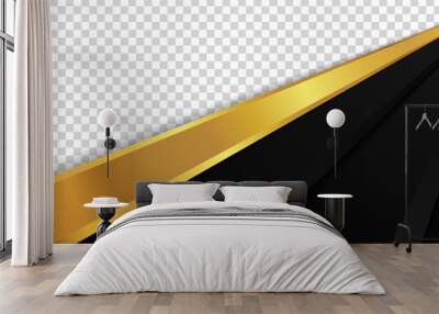 Abstract luxury gold metallic and black overlap layer design with space for image Wall mural