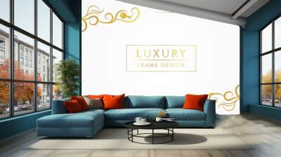 Luxury gold frame design floral concept white background Wall mural