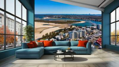 aerial panorama of caloundra in south east queensland, australia; Pumicestone Passage in Sunshine Coast	 Wall mural