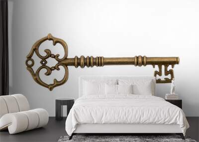 Antique key isolated on white background with clipping path Wall mural