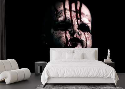 Creepy bloody doll in the dark  Wall mural