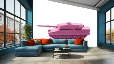 Pink tank toy miniature isolated on white background with clipping path Wall mural