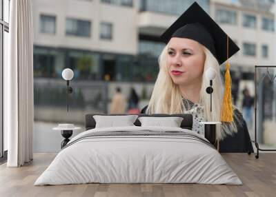 Graduating Student Girl in an Academic Gown Wall mural