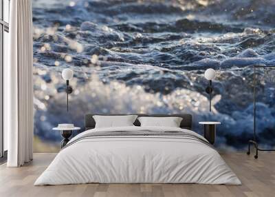 Blue water. Selective focus. Ocean water. Sea water. Wall mural