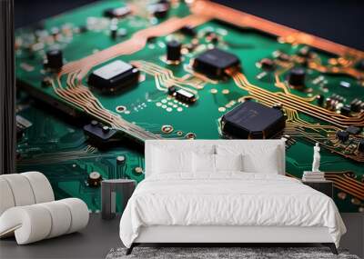 Circuit board background. close up of Circuit board. technology concept Wall mural