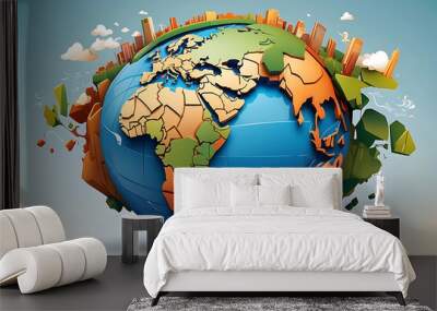 World map point, line, composition, representing the global, Global network connection,international meaning. Wall mural