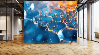 Graphene's atomic arrangement captured in intricate detail, showcasing its potential in nanoelectronics and composite materials. Ideal for illustrating cutting-edge research in physics and chemistry Wall mural