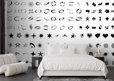 Big collection objects in y2k style. Vector Graphic Elements Collection y2k Wall mural