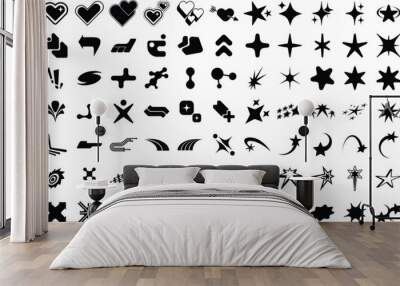 Elements, symbols and objects y2k style. Vector Graphic Elements Collection Wall mural