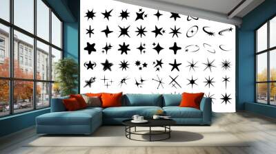 Elements, symbols and objects y2k style. Wall mural