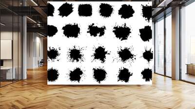 Paint ink splatter, stains set. Splash of paints with drops. High level of tracing and many details. Illustration splash and drip design, silhouette blob spray collection. Vector isolated set Wall mural