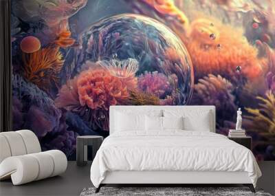 Abstract bubble filled with colorful coral Wall mural