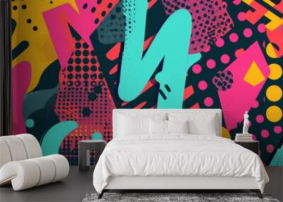 Abstract geometric shapes in vibrant colors. Wall mural