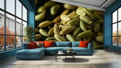 Close-up of green fennel seeds. Wall mural