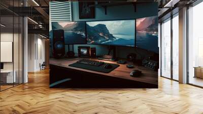 Inside the Mind of a Professional Gamer: A Tour of Their High-Tech Home Office Wall mural