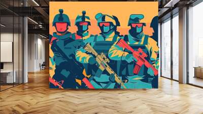 Marching Soldiers in Graphic Style Wall mural