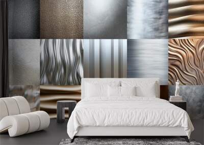 Metal and gold textures in various patterns. Wall mural