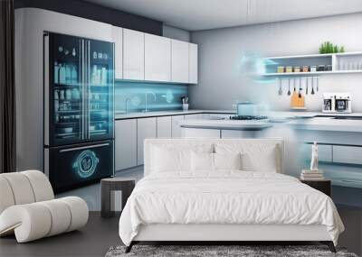 Modern kitchen with futuristic appliances. Wall mural