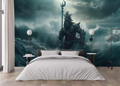 Neptune, the Roman God of the Ocean and Waterways by Generative AI Wall mural