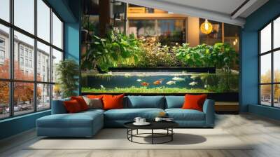 Planted fish tank with goldfish and plants. Wall mural