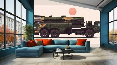 Stylized Military Rocket Launcher Illustration Wall mural