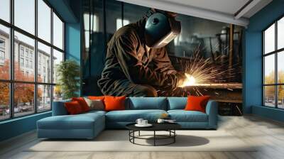 Welding work in a factory Wall mural