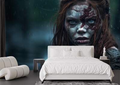 Zombie man or male monster, horror concept Wall mural