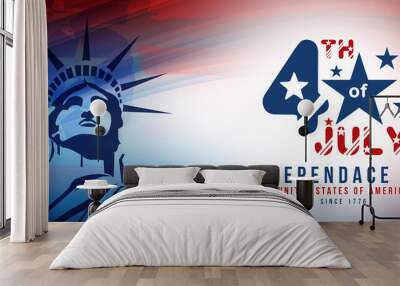 4th of July, USA celebration of Independence day - Banner illustration Wall mural