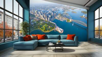 Sydney Harbour from high above aerial view Wall mural