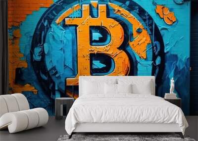 bitcoin graffiti on wall Wall mural