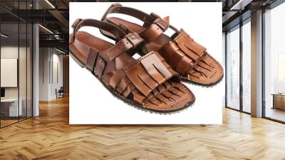 Brown sandals isolated on transparent background Wall mural