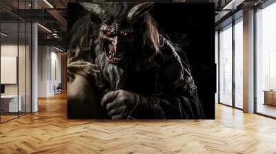 Christmas Krampus demon monster black background Wall mural